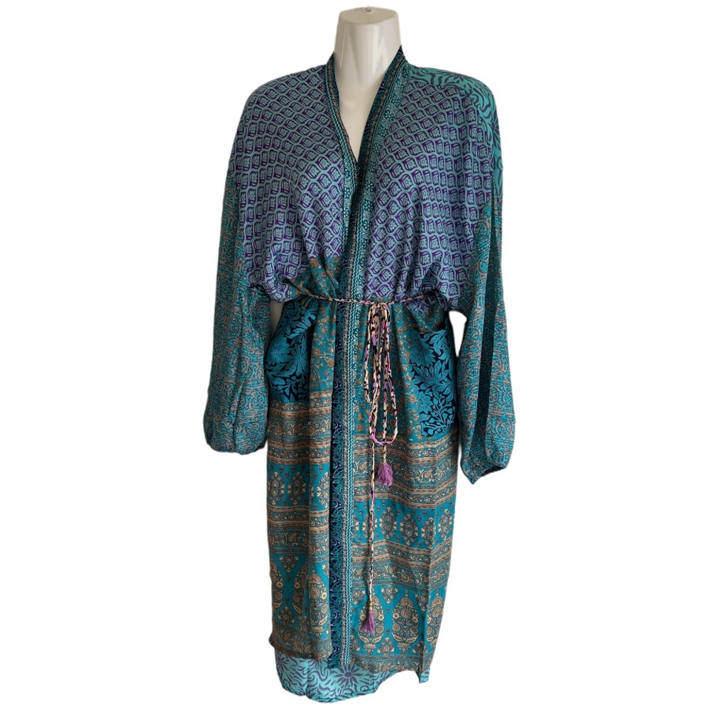 New silk kimono robe eco friendly Guru for life midi length